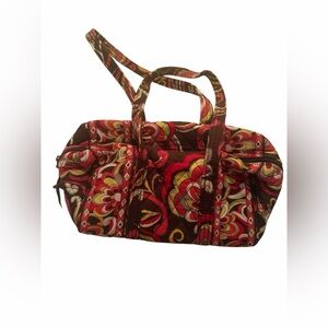 Vera Bradley Quilted Floral Purse in Brown, Red, Yellow.